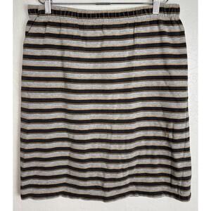 Gudrun Sjoden Pull On Skirt Pockets Lagenlook Layering L Gray Black Orange 1802